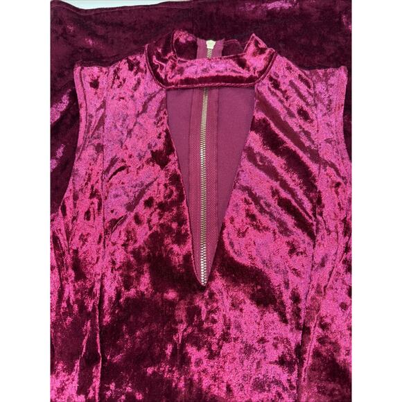 Charlotte Russe Crushed Velvet Bodycon Faux Wrap Choker Neck Gold Zip Mini Med - Picture 15 of 16
